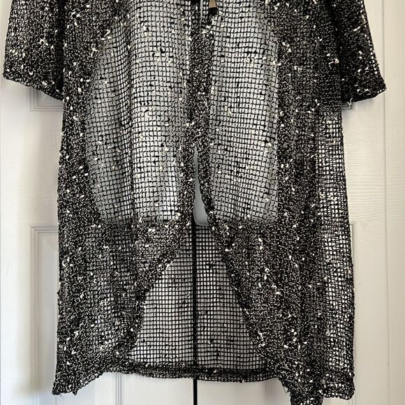 Papa From Vancouver Black/White Cotton Blend Beach Cover Up/Cardigan Top Sz S/M - Picture 4 of 14